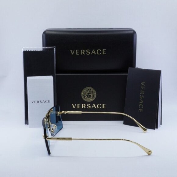 Versace VE2245 100280 Rectangle Sunglasses – Gold/Blue - Picture 5 of 10